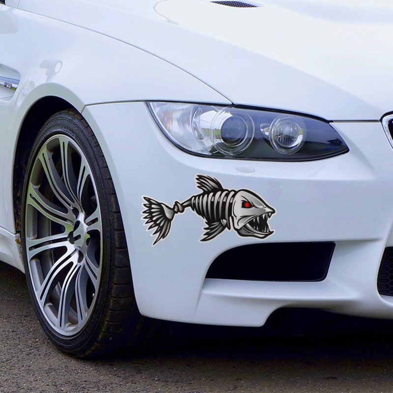 WINOMO 2Pcs 10x5 inch Fish Skeleton Decals Sticker Vinyl Auto Decal Sticker for Kayak Fishing Car - Image 2